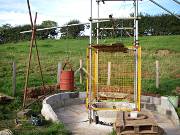 Home Close Hole cave dig; the headframe with traverse and tipping bucket