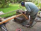 Home Close Hole cave excavation; Cutting the frame for the shaft doors